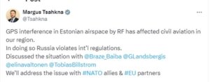 Естонија: Русија ги прекршува меѓународните прописи со попречување на ЏПС сигналите