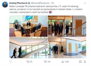 Пленковиќ го доби мандатот за состав на нова влада на Хрватска